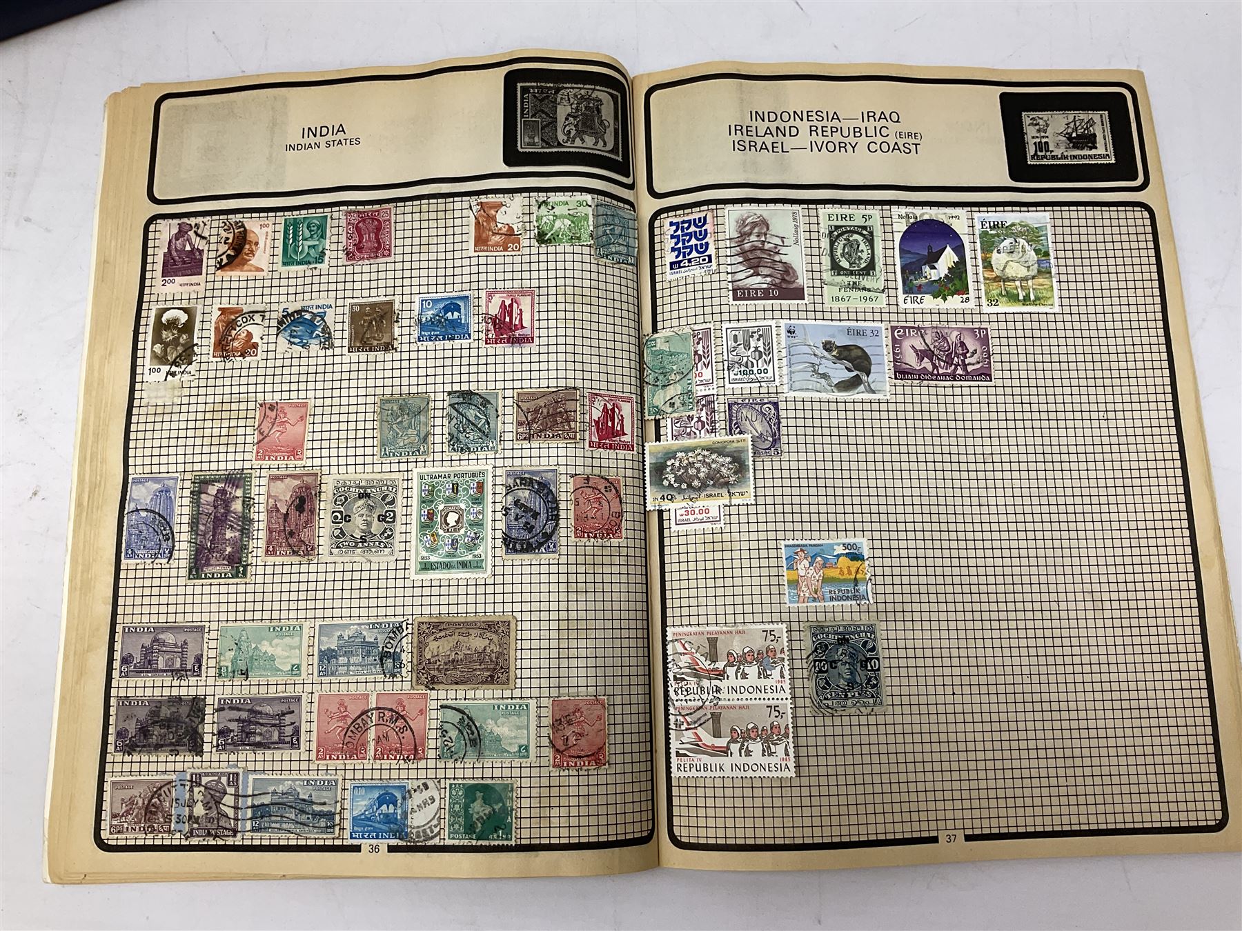 Great British and World stamps, including Trinidad and Tobago, Israel, Ireland, New Zealand, Jamaica etc, housed in various albums, folders and stockbooks, in one box