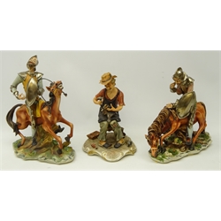  Two limited edition Capodimonte figures depicting Don Quixote by Cortese, H31cm and another Capodimonte figure (3)  