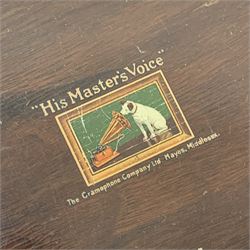 Early 20th century Art Deco radio by 'His Master's Voice', walnut and rosewood cased, W45cm, H49cm, D30cm