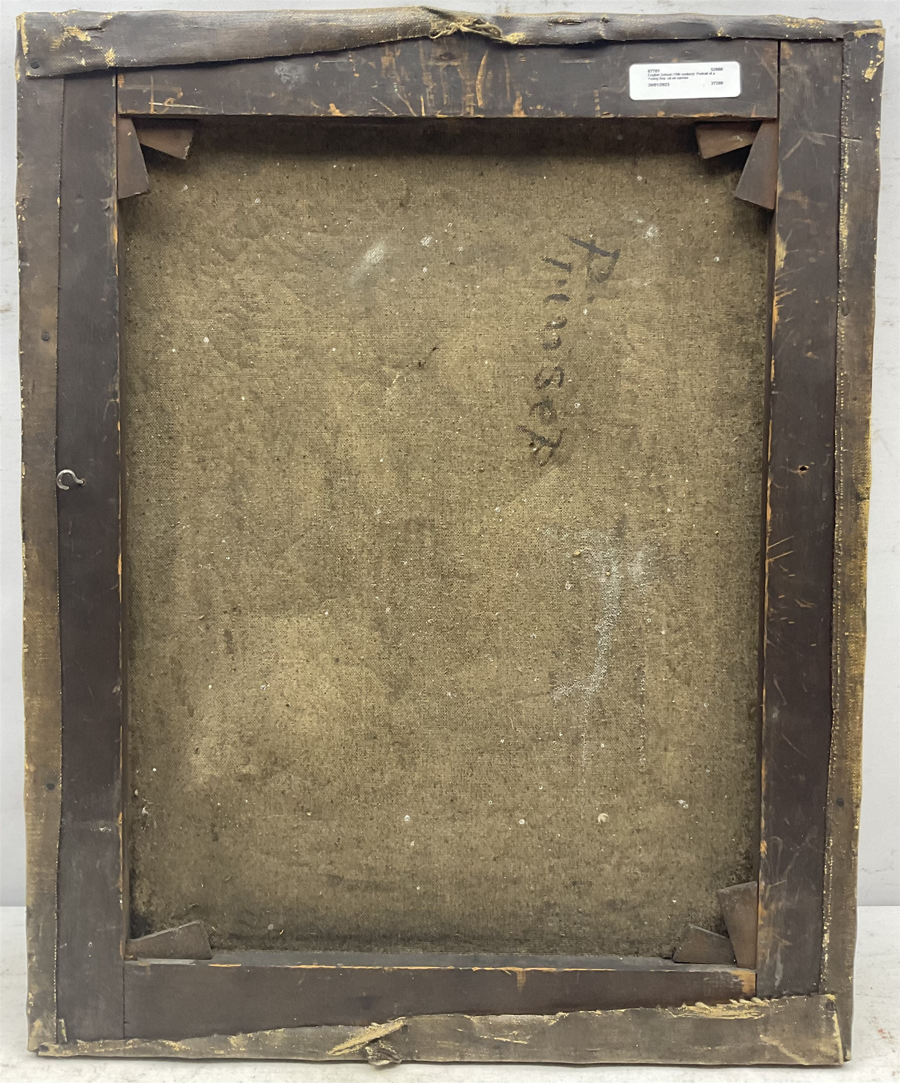 Circle of Valentine Cameron Prinsep (British 1838-1904): Portrait of a Young Boy, oil on canvas, inscribed 'Prinsep' verso 53cm x 43cm (unframed) 