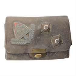 WWII German leather wallet with RAD Labor service badge and pips