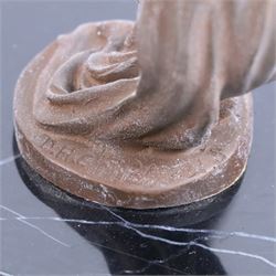 Art Deco-style bronze of a dancing girl on marble plinth base, H46cm