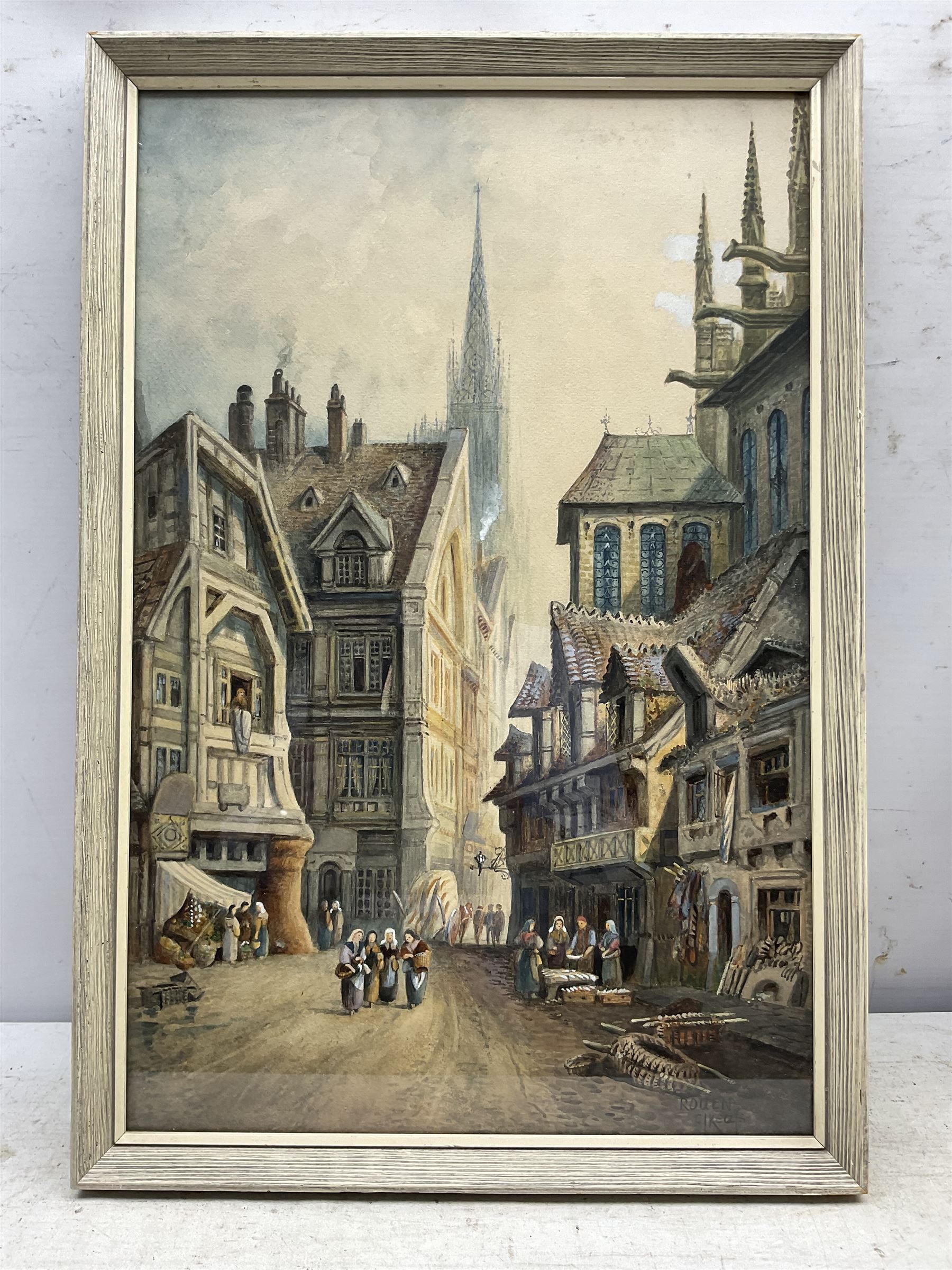 Charles James Keats (British 19th century): 'Rouen' Street Scene, watercolour signed and titled 49cm x 32cm
