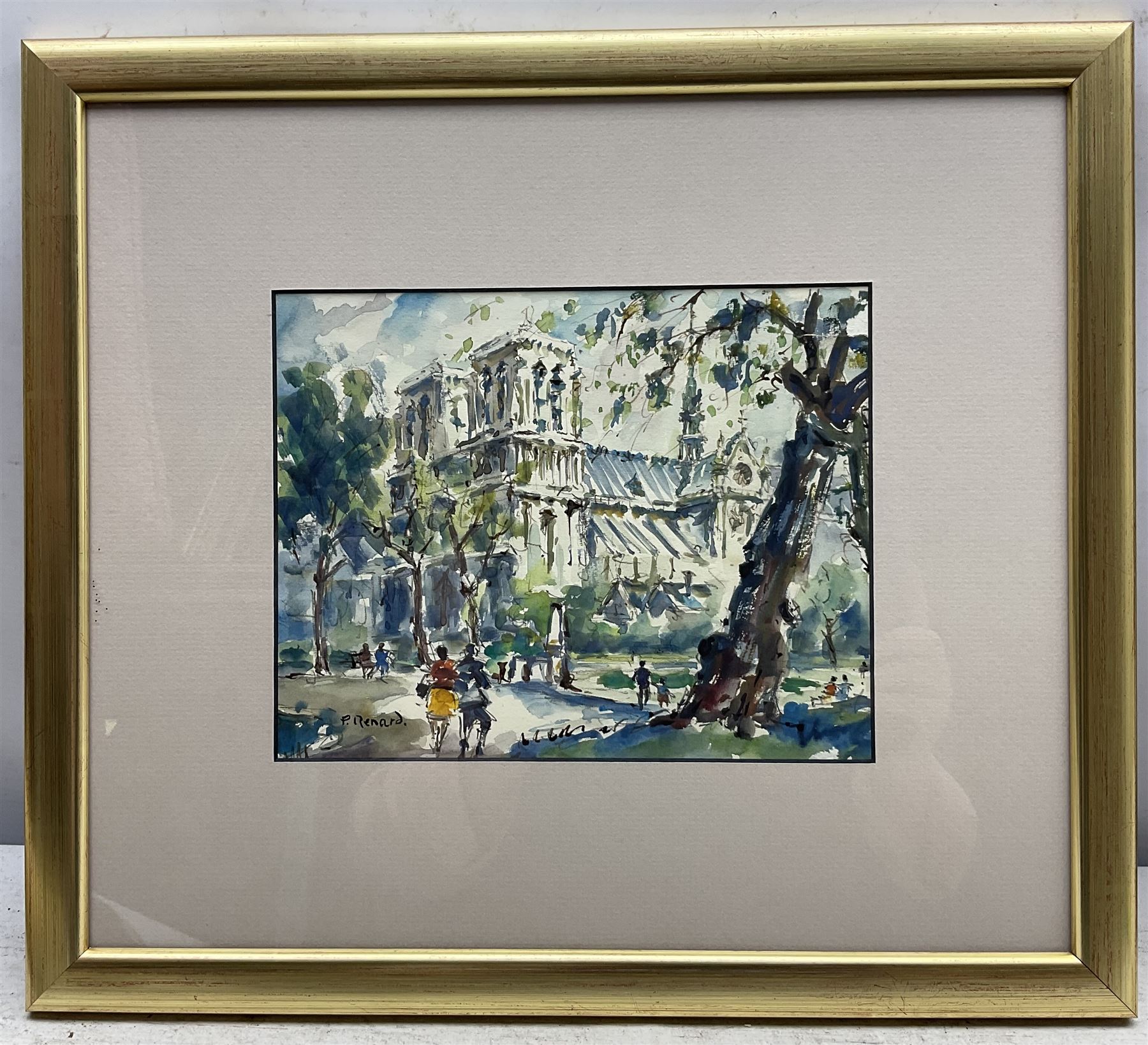 P Renard (20th century): French Cathedral, watercolour signed 17.5cm x 22cm
