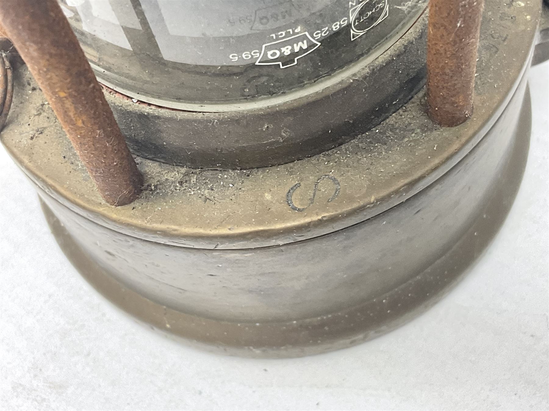 Miners Lamp The Protector, Eccles no 3533, with engraved plaque, H26cm