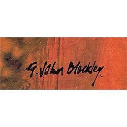 Gwilym John Blockley RI PPPS NEAC RWA (British 1921-2002): Abstract Landscape, mixed media signed 29cm x 38cm