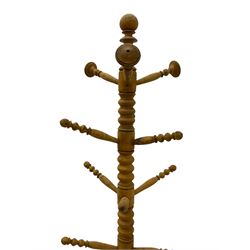 Victorian beech bobbin turned hat and coat stand