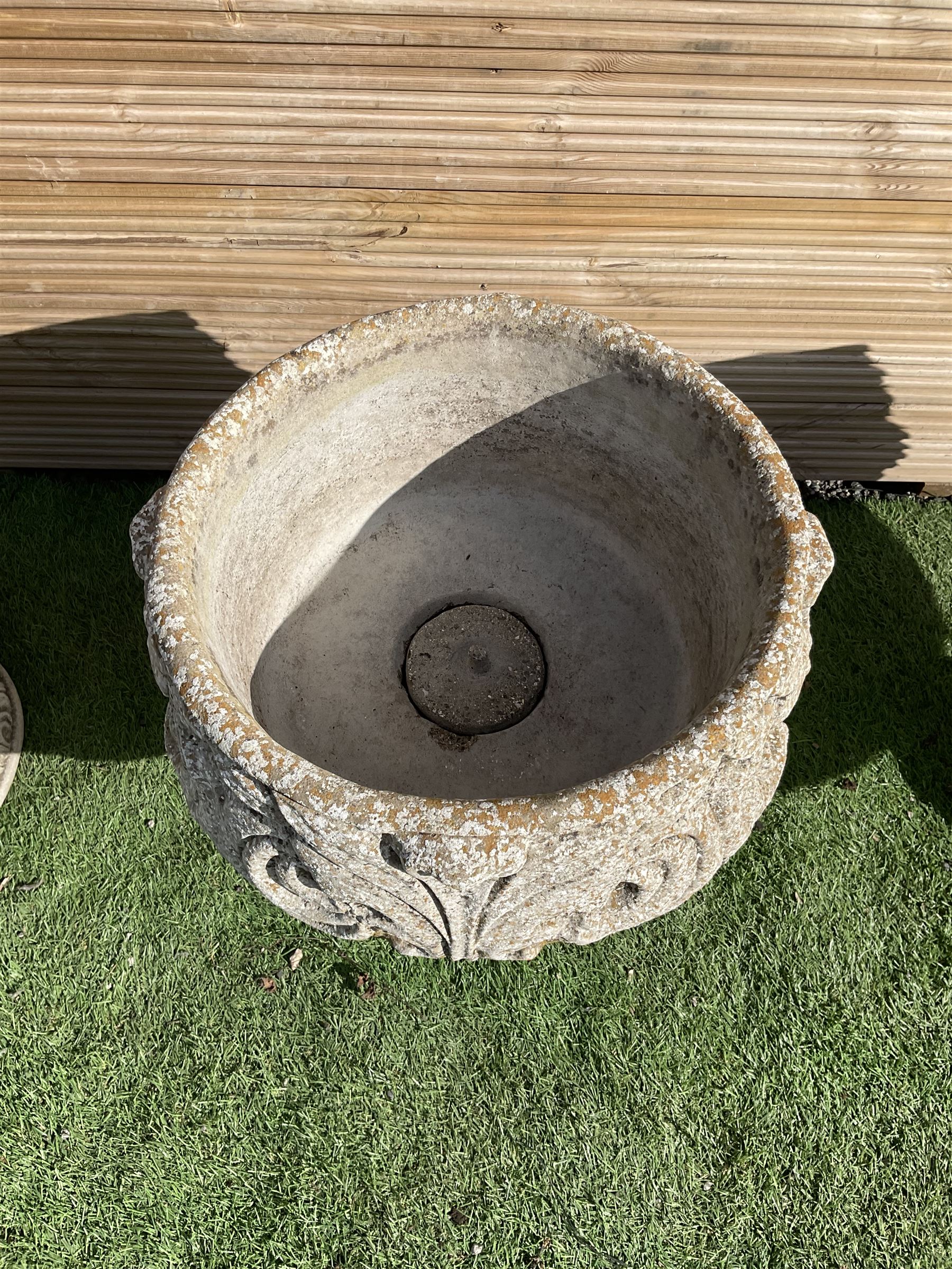 Set of three circular composite planters - THIS LOT IS TO BE COLLECTED BY APPOINTMENT FROM DUGGLEBY STORAGE, GREAT HILL, EASTFIELD, SCARBOROUGH, YO11 3TX