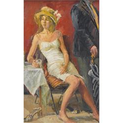 Pat Maclaurin (British 1933-2022): 'It was a Lovey Lunch', oil on board signed, titled verso 47cm x 29cm