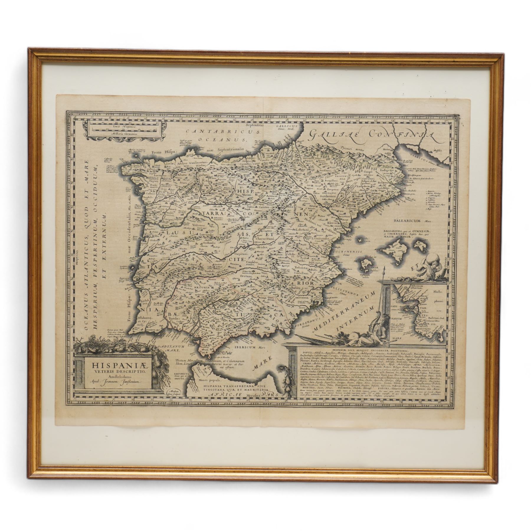 Jan Jansson (Johannes Janssonius) (Dutch 1588-1664): Hispaniae Veteris Descriptio (Iberian Peninsula Spain), 17th century engraved map pub. c.1638, 42cm x 52cm