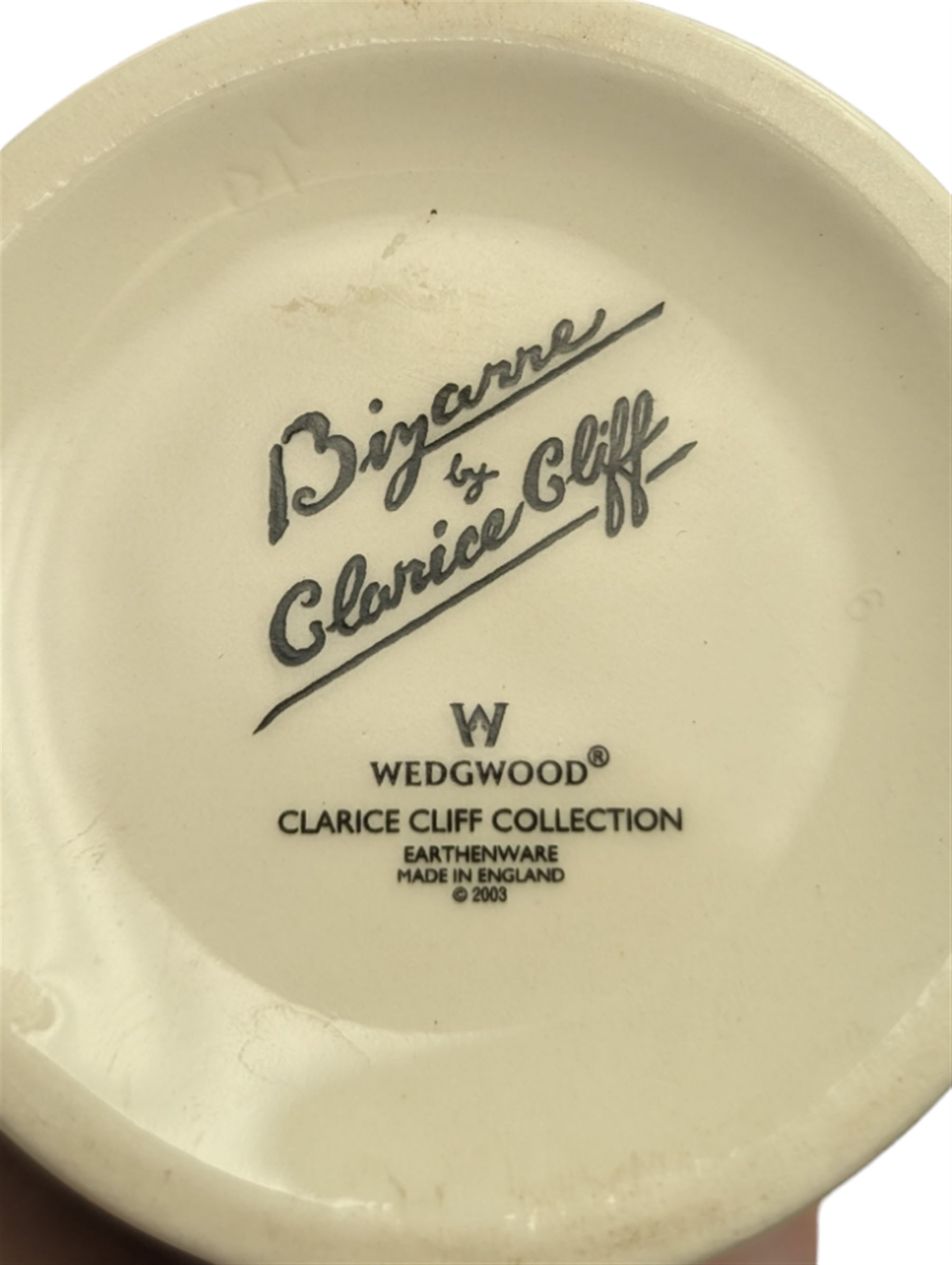 Wedgwood Clarice Cliff Bizarre May Avenue pattern conical milk jug, H8.5cm