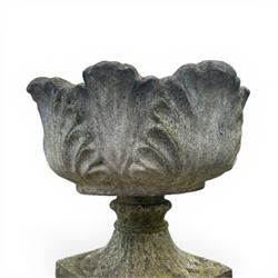 Cast stone ornate garden urn