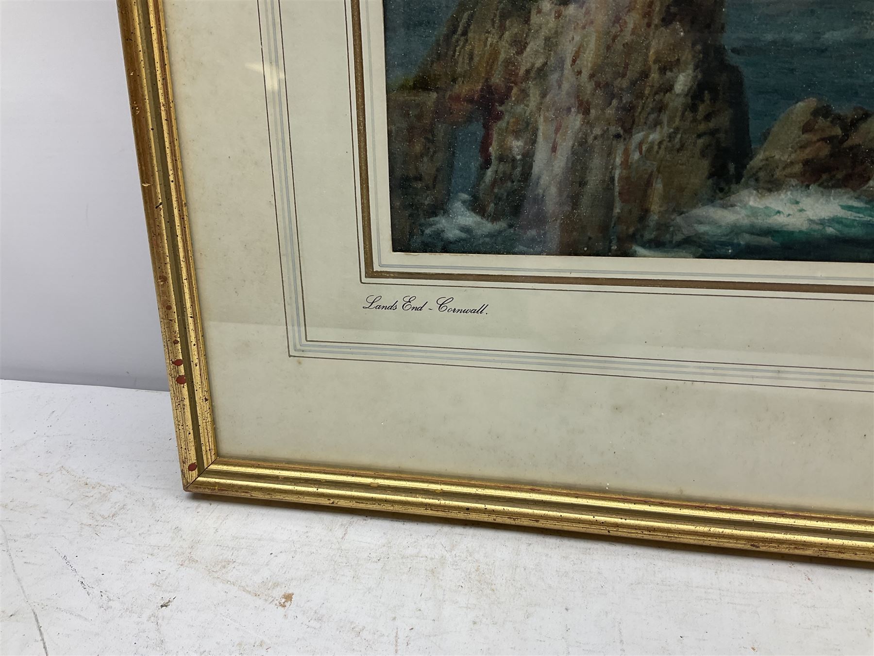 John Shapland (British 1865-1929): 'Lands End Cornwall', watercolour signed, inscribed on the mount 26cm x 44cm