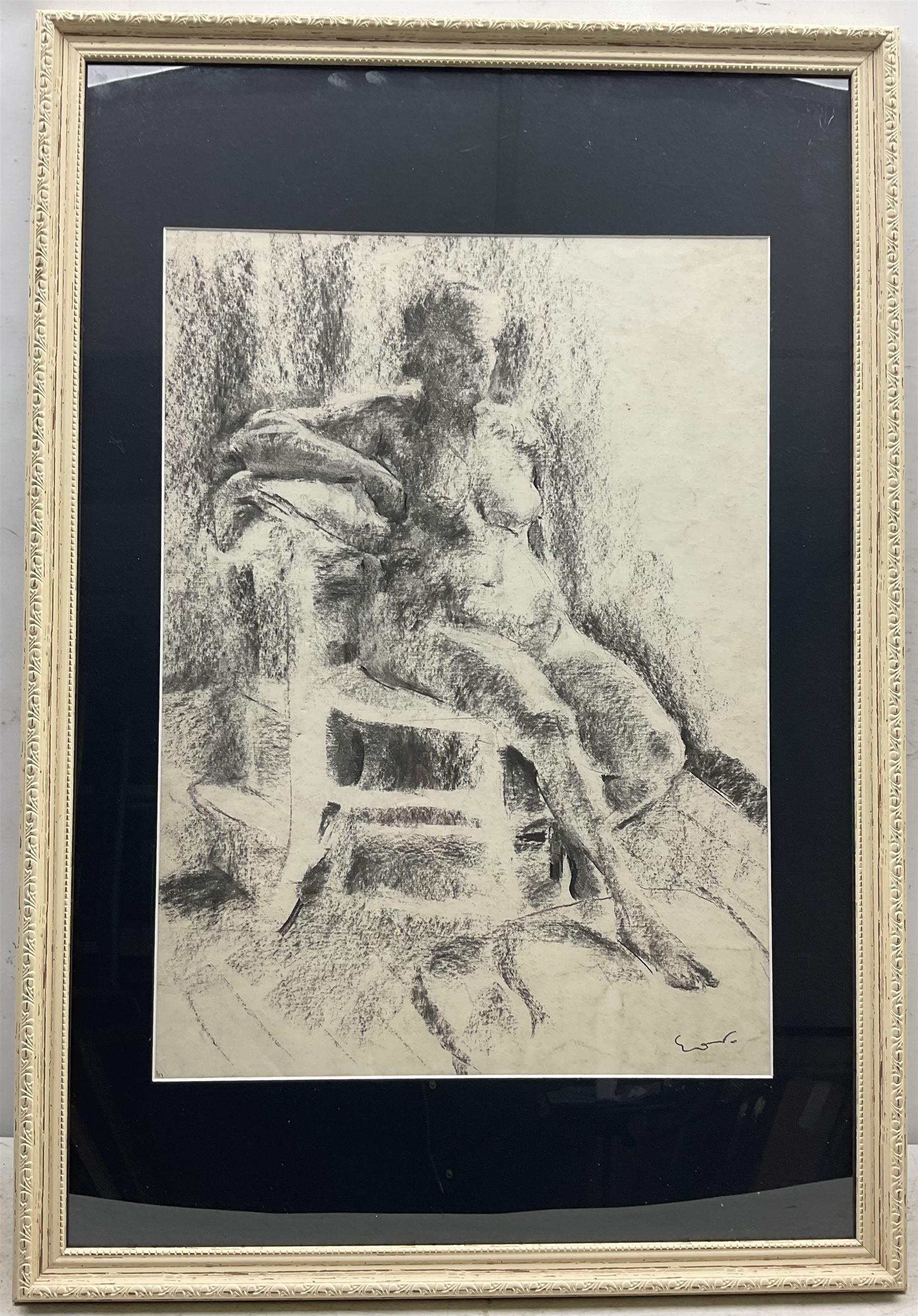 Emile Othon Friesz (French 1879-1949): Seated Female Nude, charcoal signed with the artist's stamp 53cm x 39cm