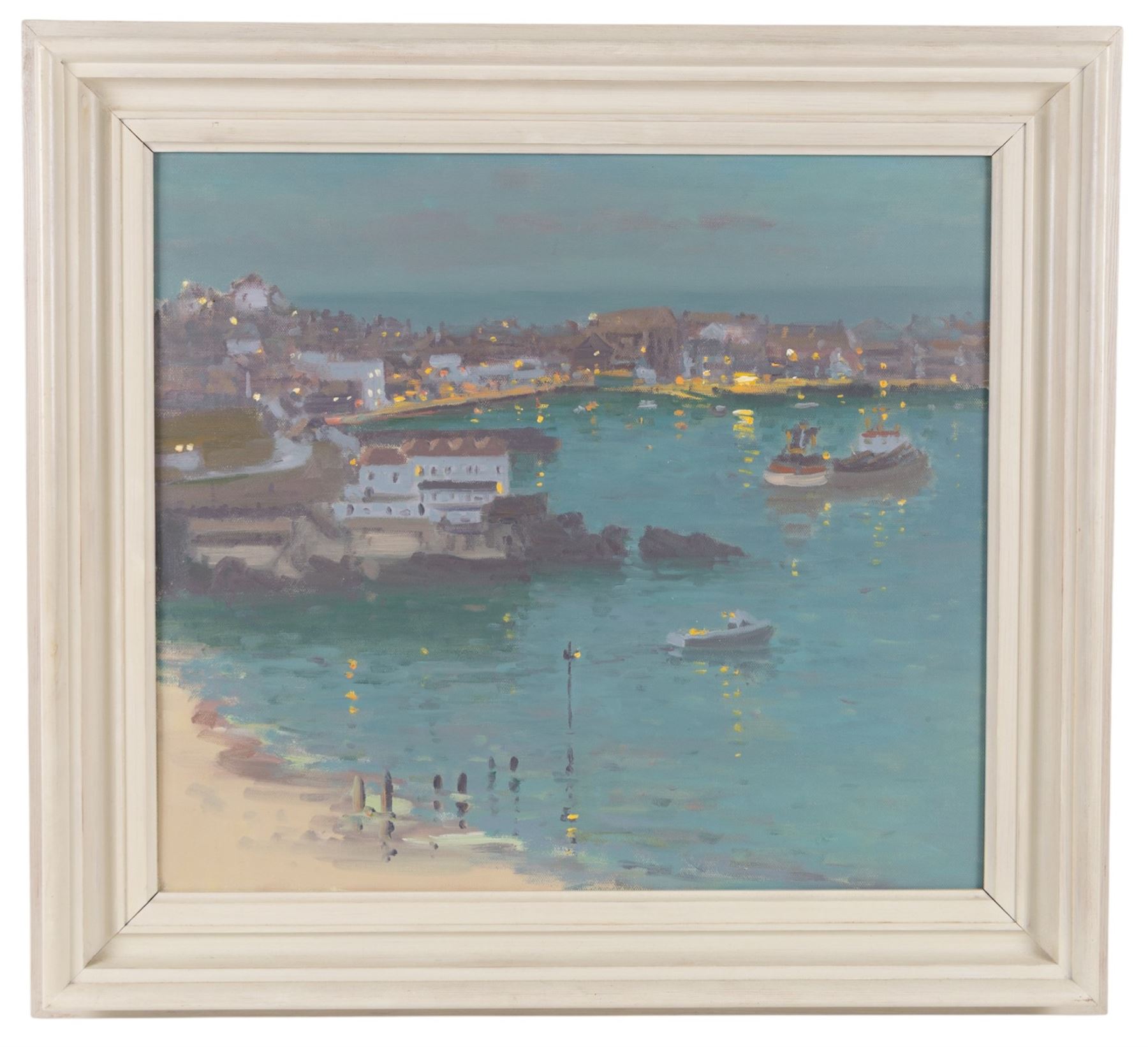Douglas Hill (British 1953-): 'November Evening - St Ives', oil on canvas, signed titled and dated '94 verso with a small preparatory ink sketch 40cm x 45cm