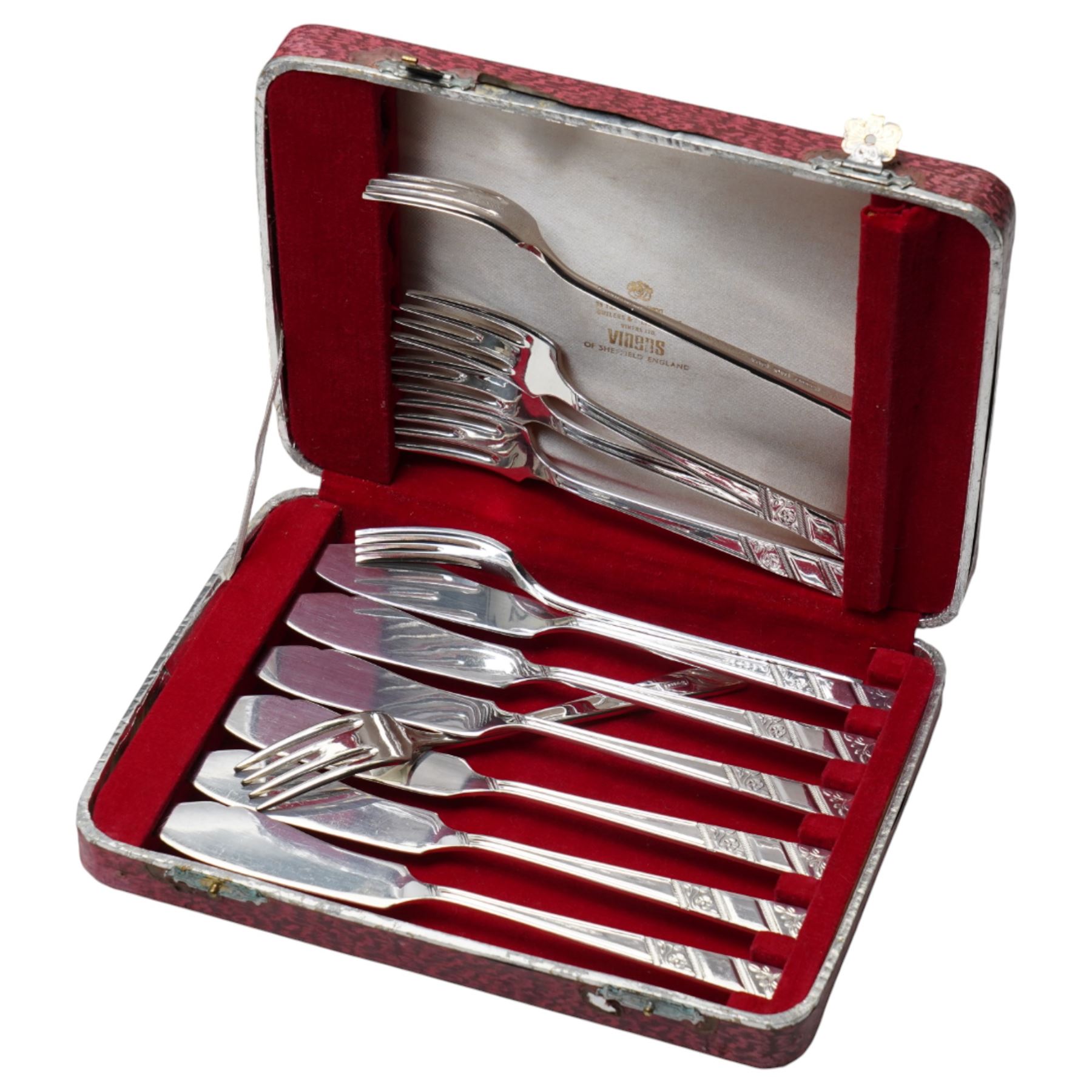 Three canteens of cutlery, some partly complete, comprising Housley and two from Viners of Sheffield, and two cases of Viners fish knives and forks