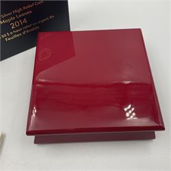 Royal Canadian Mint 2014 'Maple Leaves' fine silver fifty dollar coin, cased with certificate