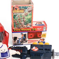 1980s toys, including Kenner The Real Ghostbusters Ghost Popper, Kenner Ghostbusters Stay Puft Marshmallow Man, boxed Kenner Robin Hood Prince of Thieves Bola Bomber, boxed Tyco Thunderbirds View Master 3D gift set, Planet of the Apes and Terrahawks Viewmaster slides, Proton Warrior Battle Game and a Knight Rider Comtron lorry