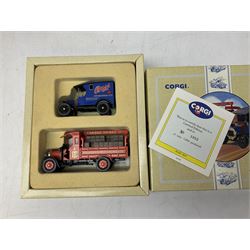 Nineteen boxed Corgi die-cast models sets, to include 50th Anniversary Battle of Britain, The Ruddles, The Bass, Ford- the general utility car, 150th Anniversary Penny Post, White Bread, Charrington etc