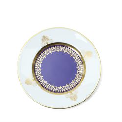 Wedgwood Anthemion Blue pattern tea service richly decorated in blue and gilt with palmette and colonnade forms comprising six cups and saucers, six plates, tea pot, milk jug and sugar box and cover