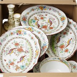 Copeland Spode dessert service retailed by Maple & Co decorated with exotic birds, Copeland Spode Italian cylindrical vase and other items in two boxes