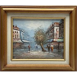 French School (20th century): Parisian Street Scenes, pair oils on board together with pair oils on canvas each 19cm x 24cm (4)
