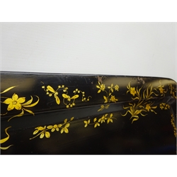  Toleware rectangular tray, decorated in gilt with Japanese style trailing foliage and leafage, 77cm x 57cm   