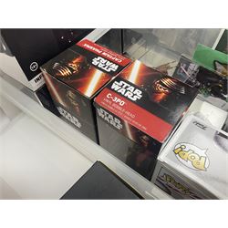Star Wars collectables, to include Jeremy Bulloch signed poster, Funko! figures, die-cast vehicles etc, in two boxes