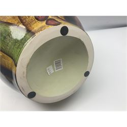 Large decorative floor vase, with a yellow and brown ground, H65cm