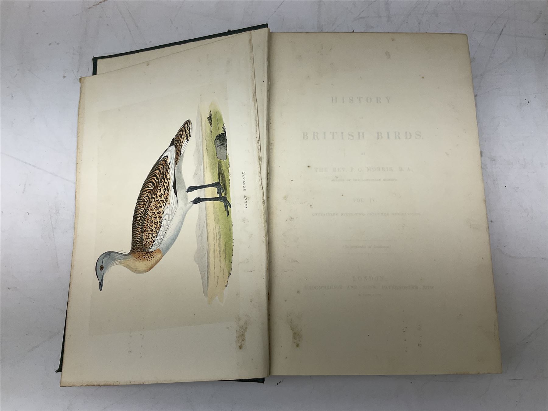 Morris, Rev Francis Orpen; A History of British Birds, six volume set. In original gilt embossed cloth, with approximately 358 hand coloured plates