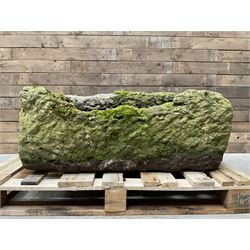 Large 19th century weathered rectangular stone trough