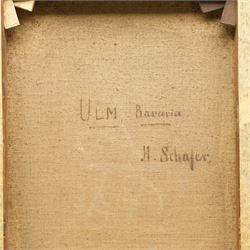 Henry Thomas Schafer (British/French 1854-1915): 'Ulm - Bavaria', oil on canvas signed with monogram and dated 1889, titled verso 39cm x 29cm