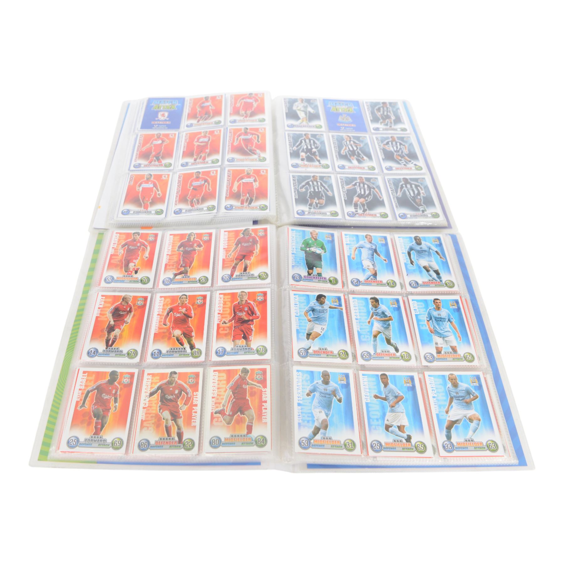 Large collection of Football trading cards, including full Manchester Untied Upper Deck set in official folder, large quantity of Topps Match Attax cards, including full sets, in official collectors binders, Panini Euro 2012 part set in folder, etc, all housed in folders