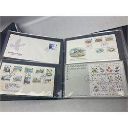 World stamps including Australia, Antigua, Canada, New Zealand, St Vincent, Republic of Maldives, Norfolk Island, Malta etc, Great British and other first day covers, Queen Elizabeth II 60th Birthday commemorative stamps etc, housed in five albums/folders and loose, in one box