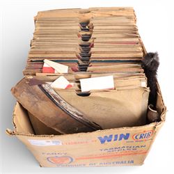 Masters Voice cased record player, together with a collection of records 