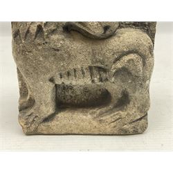 Carved stone relief in the form of a mythical creature, H14cm 