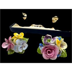 Four pairs of 9ct gold stud earrings, silver stone set stud earrings and a collection of costume jewellery brooches and bead necklaces