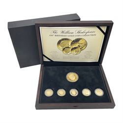 Queen Elizabeth II Bailiwick of Jersey 2014 'The William Shakespeare 450th Birthday Gold 6 Coin Set' comprising gold five pound coin and five gold one pound coins, cased with certificate