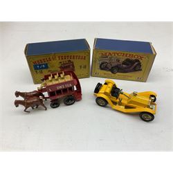Matchbox Models of Yesteryear - two early models Y7-2 and Y12-1; and eighteen other models Y1-2, Y2-2, Y2-3, two x Y3-2, Y4-3, Y5-3, Y6-3, Y8-2, Y8-3, Y9-2, Y10-3, Y11-2, two x Y12-2, Y13-2, Y14-2 and Y16-2; all boxed (20)