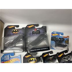 Large group of predominantly DC Comics Batman boxed and loose die-cast vehicles to include Hot Wheels, Mattel, Eaglemoss etc in two boxes