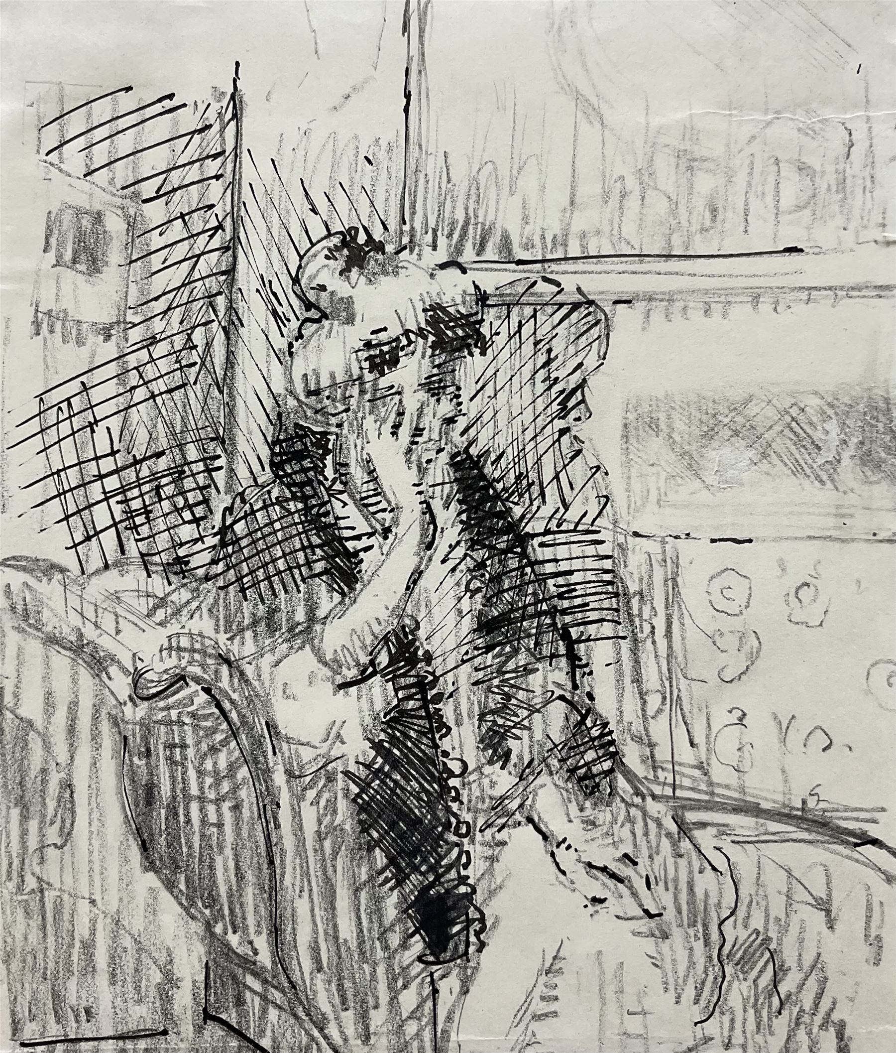 Attrib. Walter Richard Sickert RA RBA (British 1860-1942): La Giuseppina, pen ink and black chalk unsigned 16.5cm x 14cm (unframed) 
Notes: for a similar drawing, c.f. 'Chicken - Girl at a Piano', ('Sickert', Wendy Baron, London: Phaidon, 1973, p.367), sold Dreweatts 19th October 2022 Lot 32.