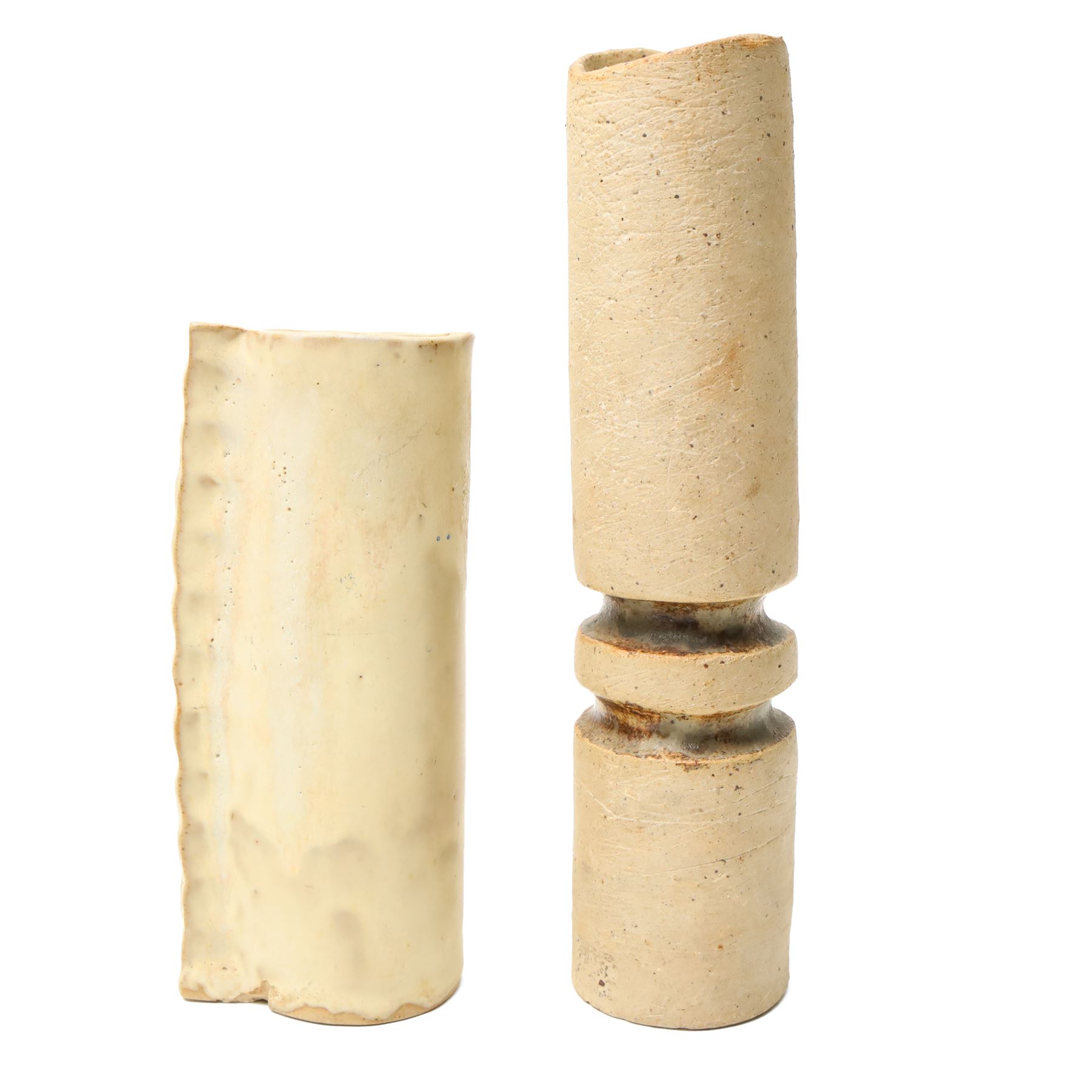 Three Alan Wallwork (1931-2019) vases, incised signature to bases, together with two further studio pottery works, tallest vase H25cm (5)