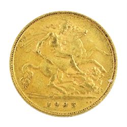 King Edward VII 1905 gold half sovereign coin