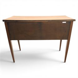 Georgian mahogany side table fitted with drawers, rectangular top over five drawers with brass handles, raised on tapering square supports