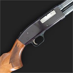 Mossberg New Haven 12 bore pump action shotgun, adjustable choke serial no H448714 
SHOTGUN CERTIFICATE REQUIRED