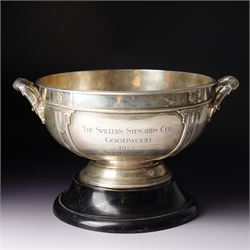 'The Spillers Stewards Cup, Goodwood 1973 Alphadamus' - Silver two handled rose bowl with...