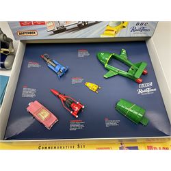 Matchbox 'The Thunderbirds' limited edition Commemorative Set, boxed with paperwork; Tomy 'Mr. D.J.' blue plastic robot radio; Mettoy Walt Disney Movie Viewer with three cassettes; and 1995 boxed set of the Star Wars trilogy VHS video tapes