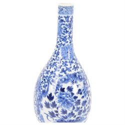 Chinese blue and white vase, decorated with a dragon chasing a flaming pearl amongst stylised clouds, together with two other vases, largest H26cm 