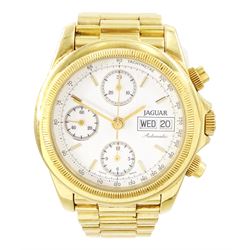 Jaguar gentleman's 18ct gold automatic chronograph wristwatch, white dial with mother of p...