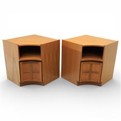 Nathan - 'Squares' concave corner cabinet, each of quarter round form with square top to f...